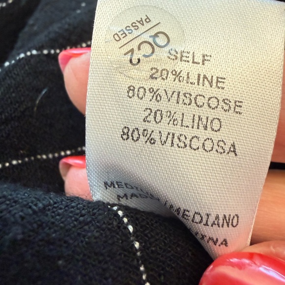 Charlotte Avery 2-Piece Black Pinstripe Set Wide Leg Pants + Tie Front Top M - Picture 5 of 5